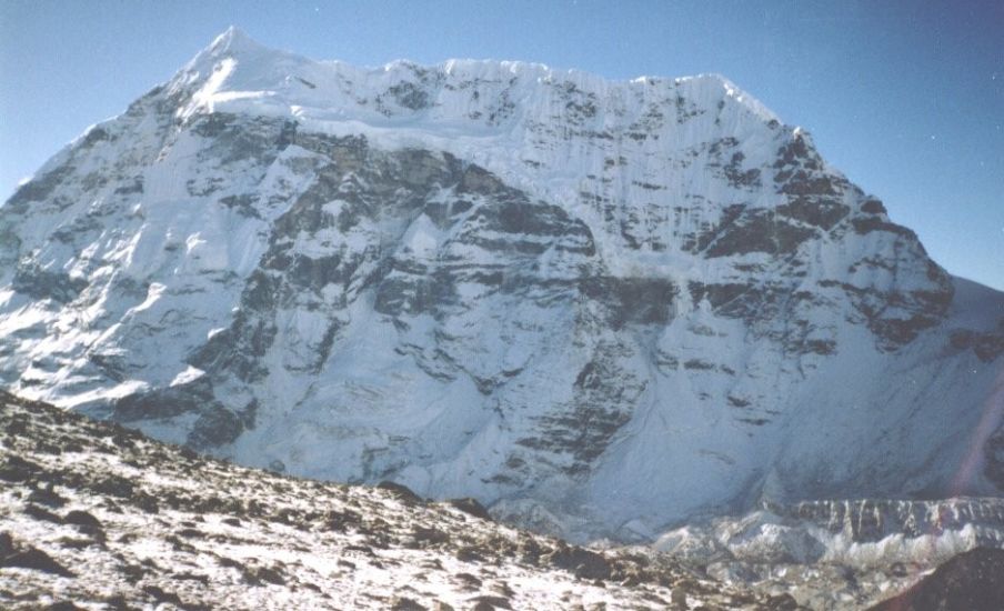 Peak 7 ( 6105m ) from above Shershon in the Barun Valley