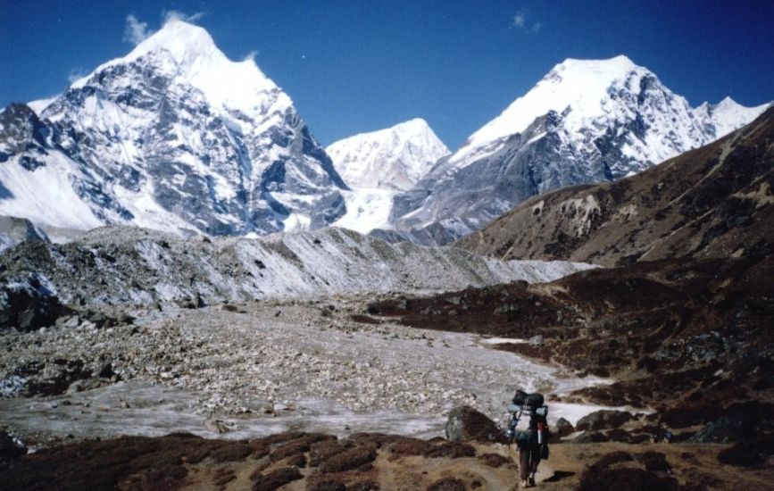 Peak 4 ( 6720m ) and Peak 6 ( Mt. Tutse ) in the Barun Valley on the approach to Shershon and the Base Camp for Mount Makalu