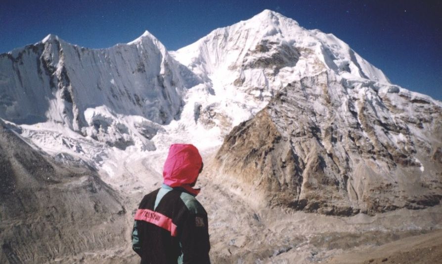 Mount Baruntse from above Makalu Advanced Base Camp in the Nepal Himalaya