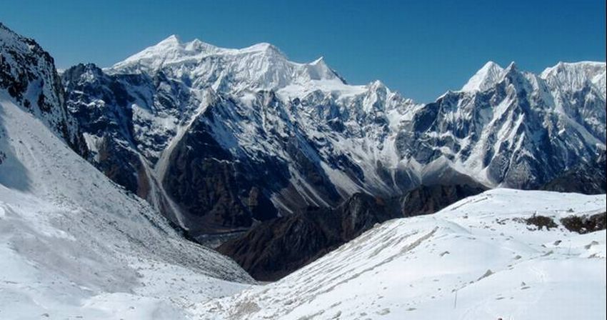 Peri Himal from the Larkya La on circuit of Mount Manaslu in the Nepal Himalaya