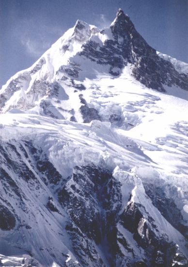 Mount Manaslu on ascent to Larkya La