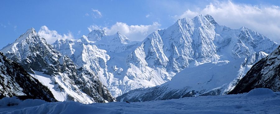 Baudha Peak and Simnang Himal from the Buri Gandaki Valley
