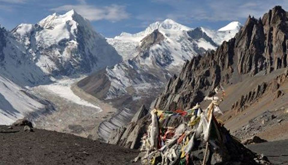 Peri Himal from the Larkya La on circuit of Mount Manaslu in the Nepal Himalaya