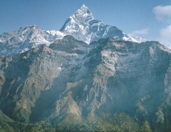Mardi Himal and Mount Macchapucchre ( Fishtail Mountain ) from Khorchon