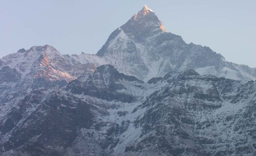 Mardi Himal and Macchapucchre ( Fishtail Mountain ) from Khorchon