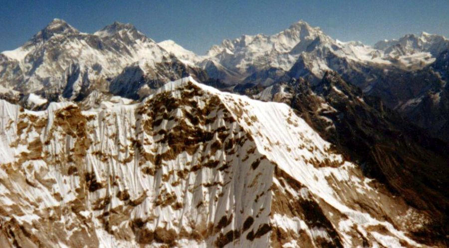Everest, Lhotse and Makalu from Parchoma