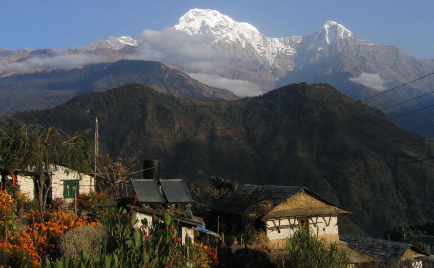 Annapurna South Peak and Hiunchuli from Gandrung