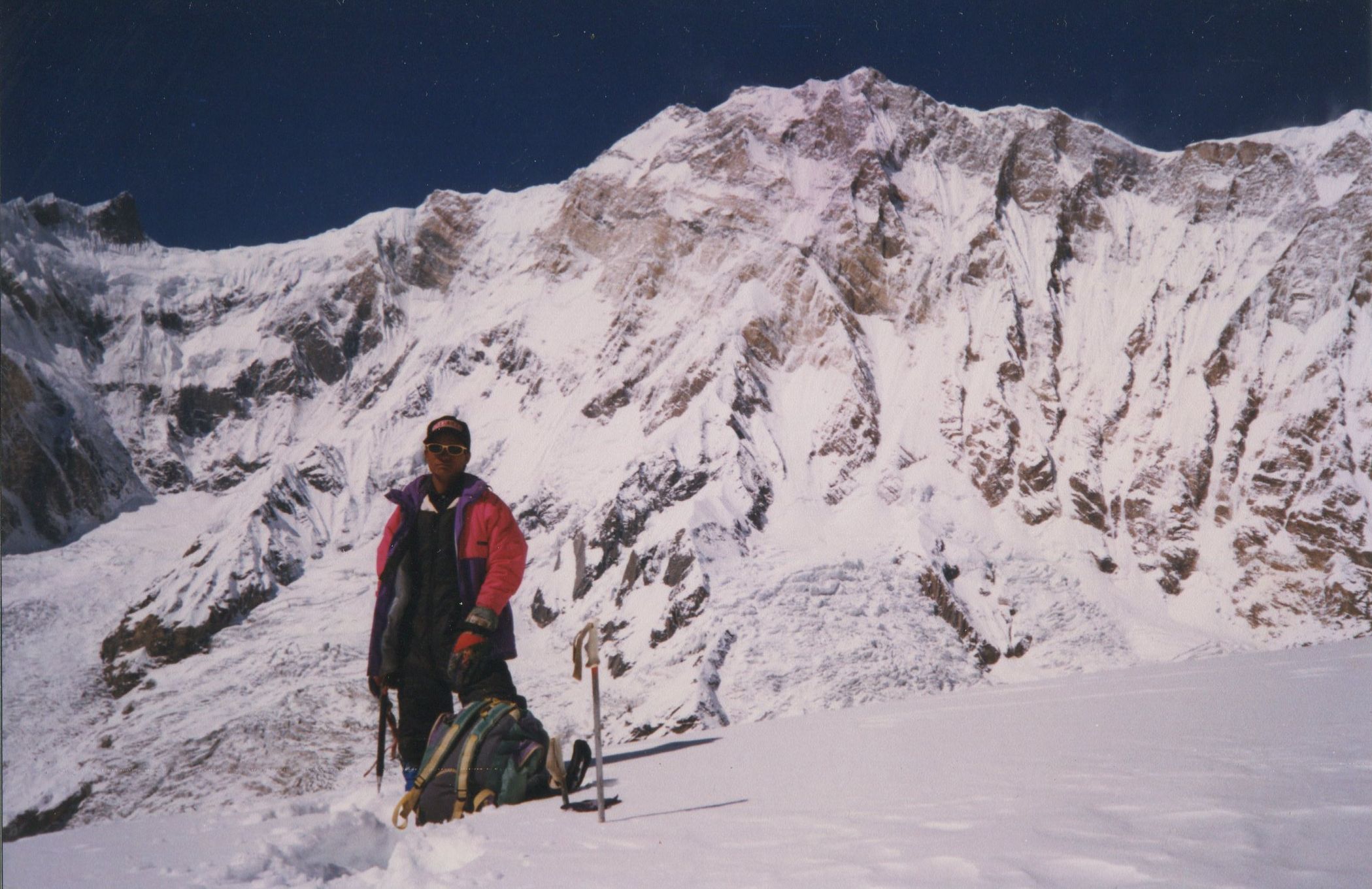 Mount Annapurna I from summit of Rakshi Peak