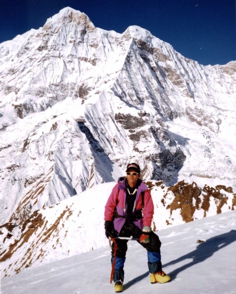 Annapurna South Peak from summit of Rakshi Peak above Annapurna Base Camp