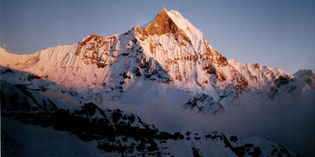 Sunset on Mt.Macchapucchre ( The Fishtail Mountain ) in the Nepal Himalaya