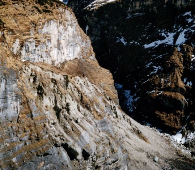 Cliffs above the Modi Khola Gorge at the entrance to Annapurna Sanctuary