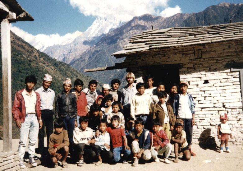 Nepalese schoolchildren in Chomrong Village