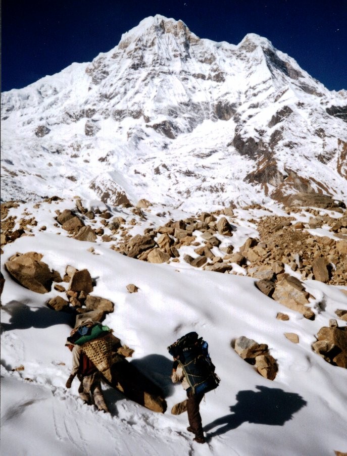 Annapurna South Peak on return to the Sanctuary from Rakshi Peak