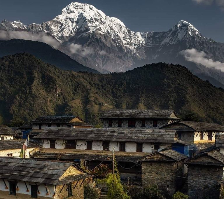 Annapurna South Peak and Hiunchuli from Gandrung ( Ghandruk ) Village