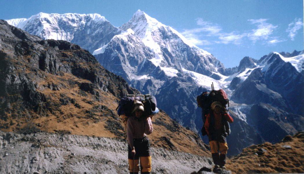 Mount Numbur on ascent to Gyajo La in Solo Khumbu Region of the Nepal Himalaya