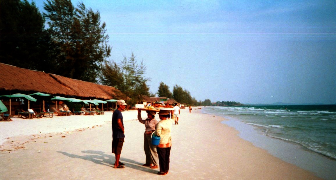 Vendors on Occheuteal Beach at Sihanoukville in Southern Cambodia