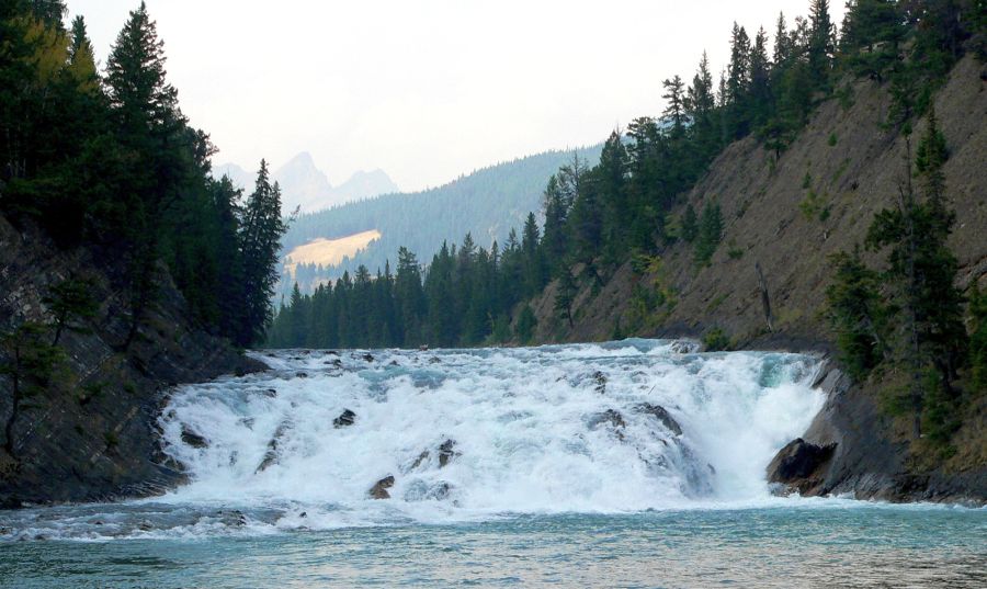 Falls on Bow River near Banff in the Canadian Rockies