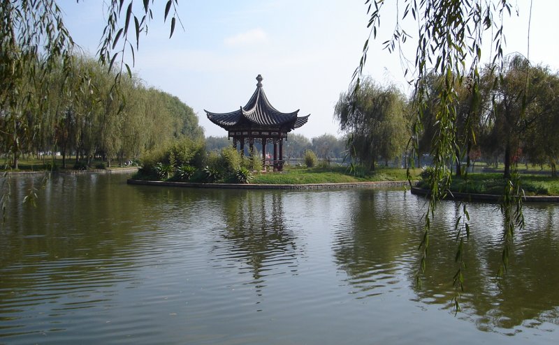 Pagoda on Island in Lake in Grand View Park