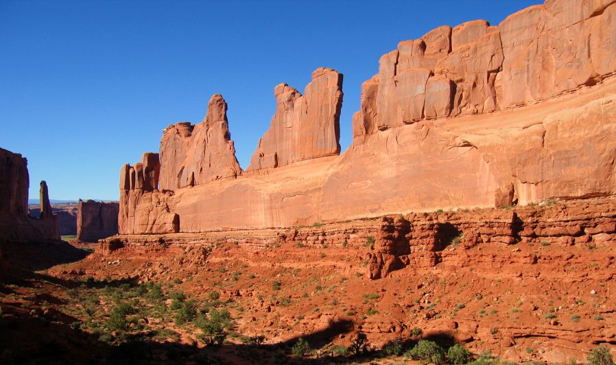 Sandstone Fins in Park Avenue in Courthouse Towers area of Arches National Park