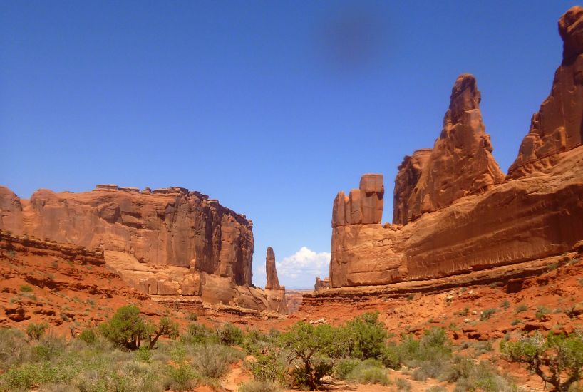 Sandstone Fins in Park Avenue in Courthouse Towers area of Arches National Park