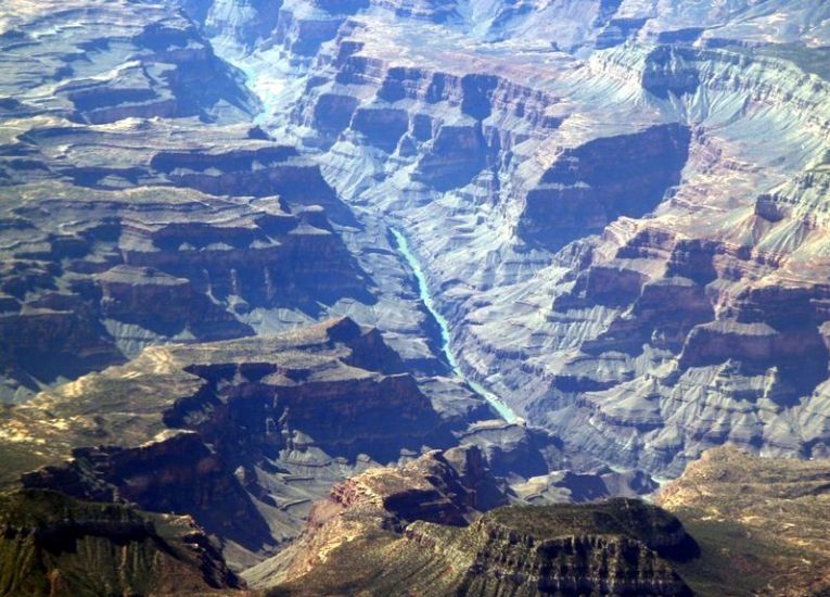 Aerial View of the Colorado River in Valley Floor of the Grand Canyon