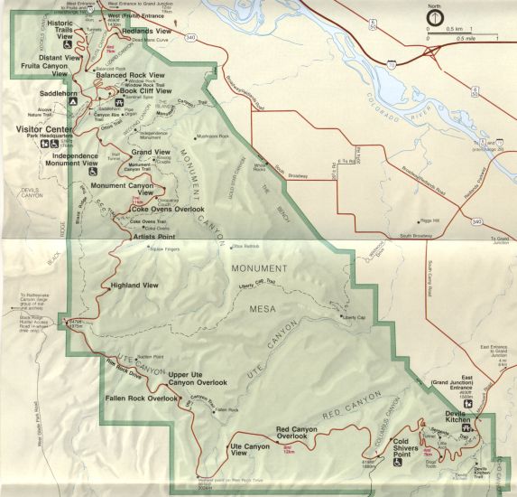 Map of the Colorado Monument
