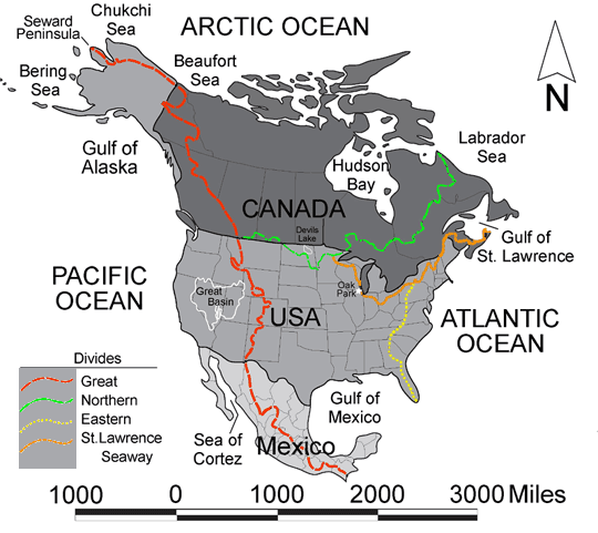 Continental Divides in North America
