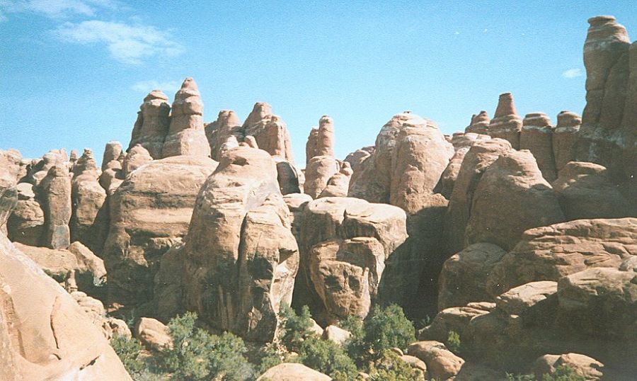 Sandstone Pinnacles in the labyrinth of the Fiery Furnace in Arches National Park