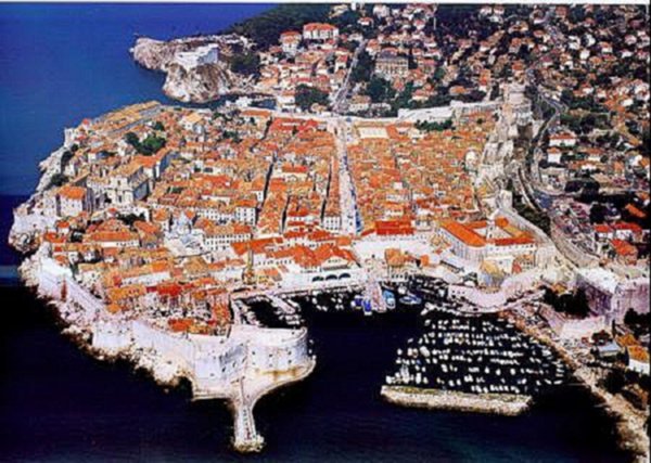 Aerial view of Dubrovnik on the Dalmatian Coast of Croatia