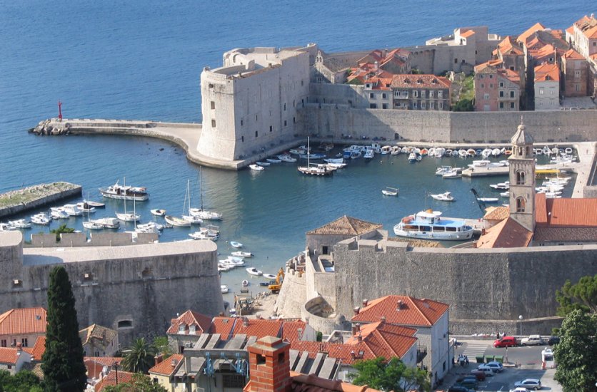 Castle and Marina at Dubrovnik on the Dalmatian Coast of Croatia