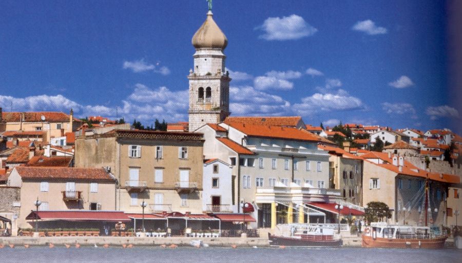 Waterfront of Krk Town on Krk Island in the Kvarner Gulf of Croatia