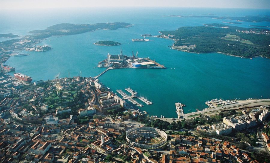 Aerial view of Pula - the largest town in Istria