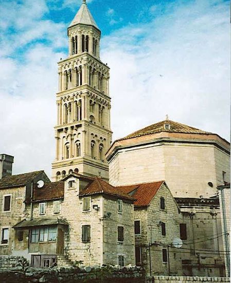 Church Tower in Split on the Dalmatian Coast of Croatia