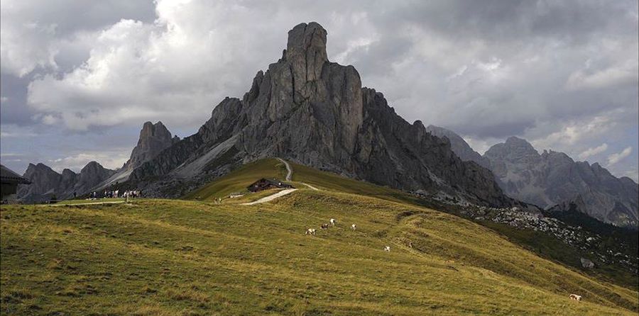 Mount Sassongher in the Italian Dolomites