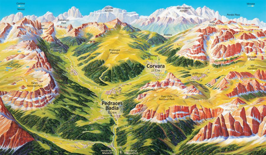 Location Map for Marmolada in the Italian Dolomites