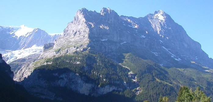 Eiger North Face and Mittellegi Ridge in the Bernese Oberlands of the Swiss Alps