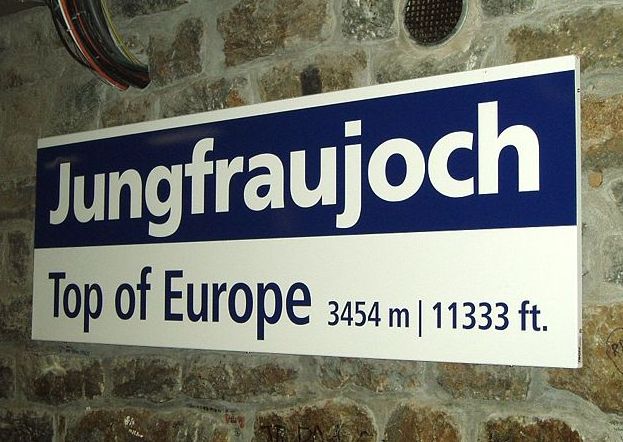 Sign at the Jungfraujoch Railway Station