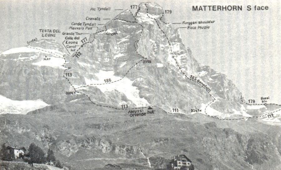 Matterhorn ( Il Cervino ) - South Face ascent routes