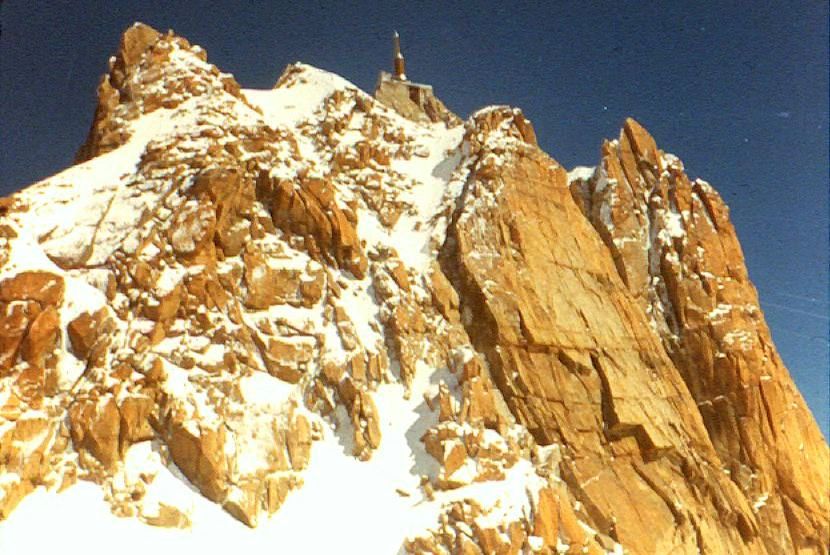 Aiguille du Midi from Col du Midi in the French Alps at Chamonix