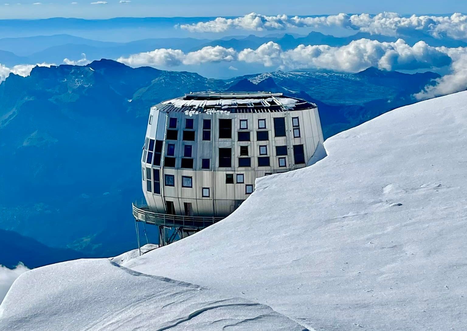 Refuge du Gouter on Normal route of ascent on Mont Blanc