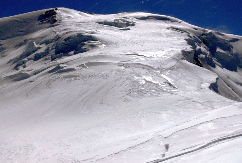 Ascending Dome de Gouter on ascent of Mont Blanc