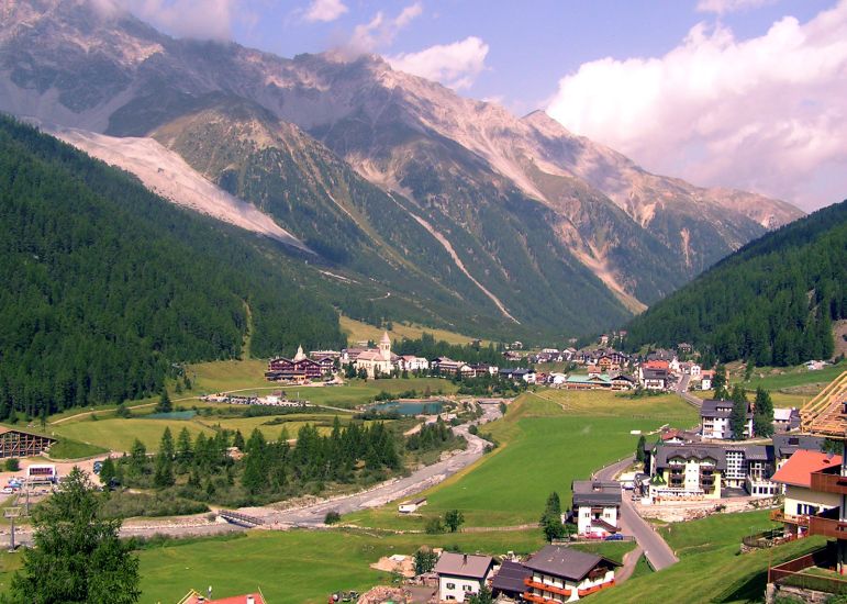 Solda / Sulden Village beneath the Ortler / Ortles Group of the Italian Alps
