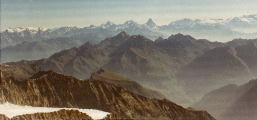 Matterhorn and Monte Rosa from the summit of Gran Paradiso