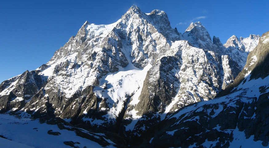 North Face of Mont Pelvoux in the Ecrins Massif of the French Alps