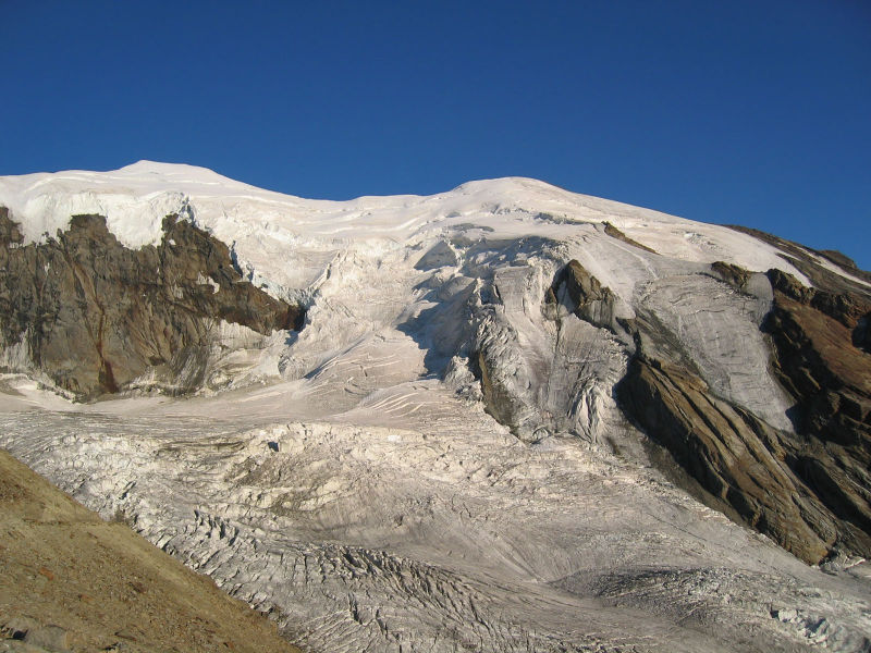 Trift Glacier and Weissmies in the Zermatt ( Valais ) Region of the Swiss Alps