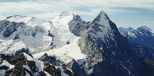 Monch and Eiger from the Wetterhorn in the Bernese Oberlands of the Swiss Alps