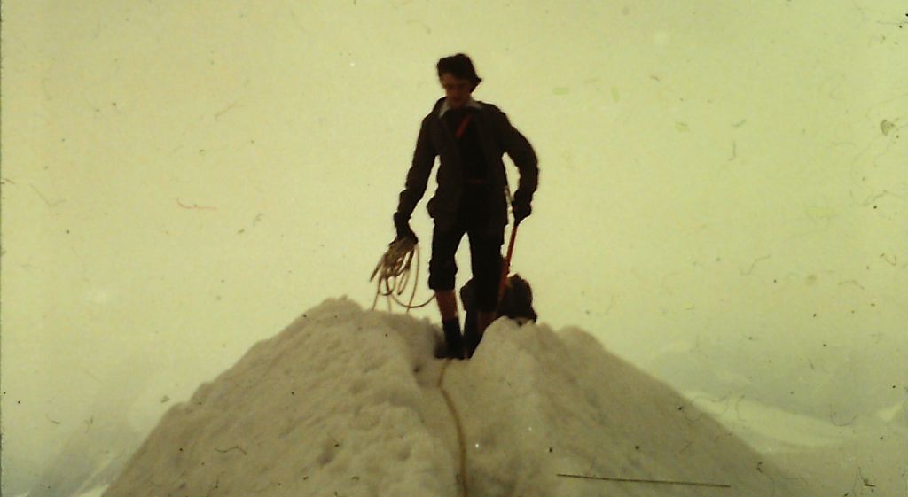 Climbing final arete to summit of the Gross Venediger