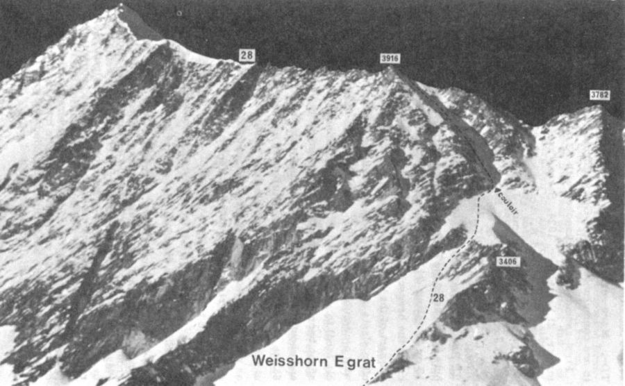 Weisshorn East Ridge normal ascent route