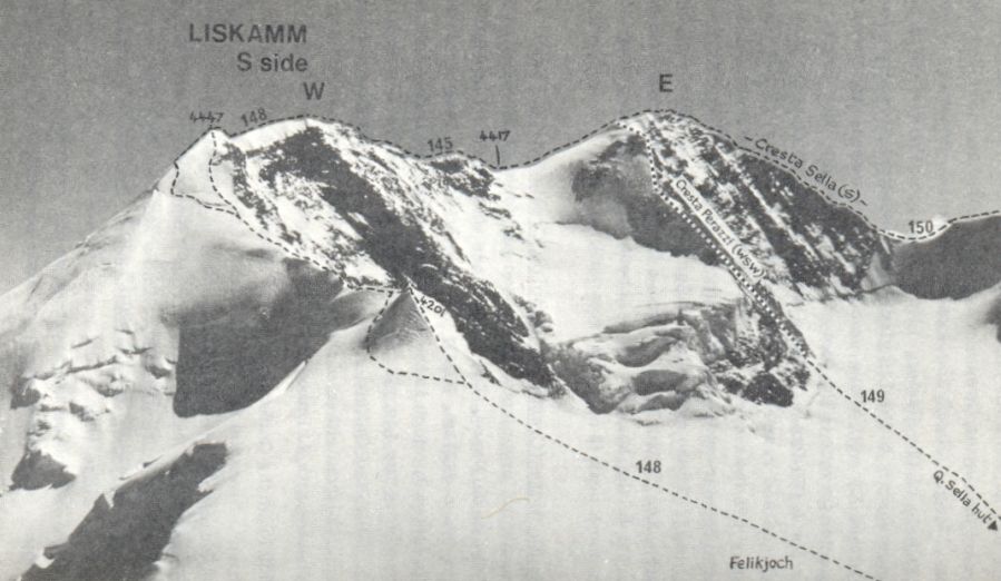 Ascent Routes on the South Side of Lyskamm