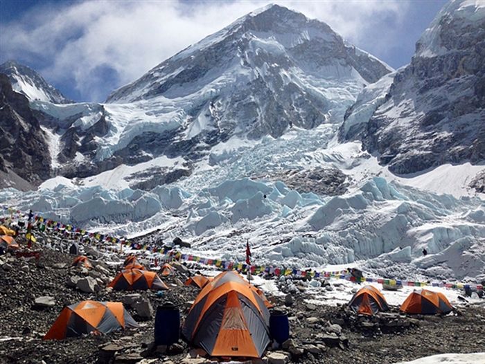 Everest Base Camp beneath Khumbu Ice Fall